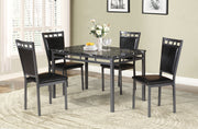 Marble And Metal 5 Pieces Dining Set In Black And Gray