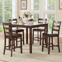 Wooden 5 Pieces Counter Height Dining Set In Brown