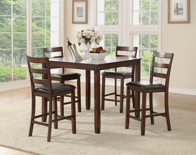 Wooden 5 Pieces Counter Height Dining Set In Brown