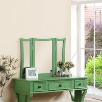Vanity Set Featuring Stool And Mirror Green