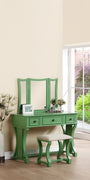 Vanity Set Featuring Stool And Mirror Green