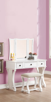 Vanity Set Featuring Stool And Mirror White