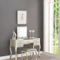 Vanity Set Featuring Stool And Mirror Silver