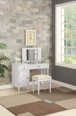 Vanity Set Featuring Stool And Mirror White
