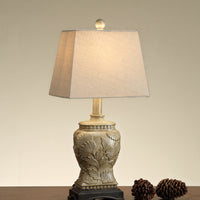 Carved Base Polyresin Table Lamp Gold Set of 2