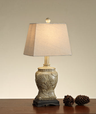 Carved Base Polyresin Table Lamp Gold Set of 2