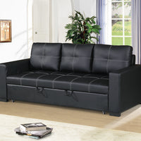 Faux Leather Convertible Sofa In Black