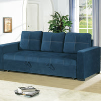 Polyfiber Fabric Convertible Sofa In Blue
