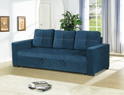 Polyfiber Fabric Convertible Sofa In Blue