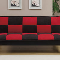 Microfiber Adjustable Couch In Black And Red Checker