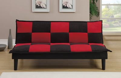 Microfiber Adjustable Couch In Black And Red Checker