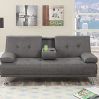 Polyfiber Linen Fabric Adjustable Sofa In Gray