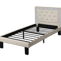 Polyurethane Twin Size Bed In High Headboard In White