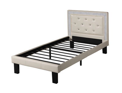 Polyurethane Twin Size Bed In High Headboard In White
