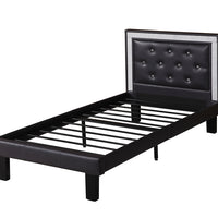 Polyurethane Twin Size Bed In High Headboard In Black