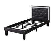 Polyurethane Twin Size Bed In High Headboard In Black