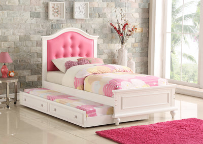 Twin Size Bed With Trundle In Pink And White