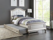 Twin Size Bed With Trundle In Silver And White