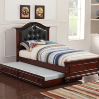 Twin Size Bed With Trundle In Black And Cherry Brown