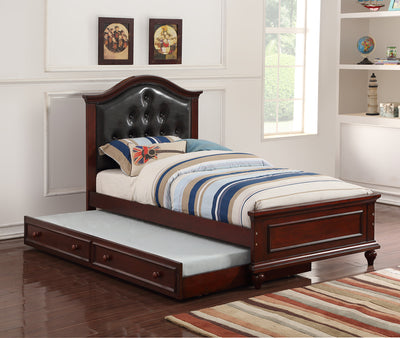 Twin Size Bed With Trundle In Black And Cherry Brown