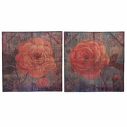 Burlap Canvas Rose Wall Decor, Multicolor, Set Of 2