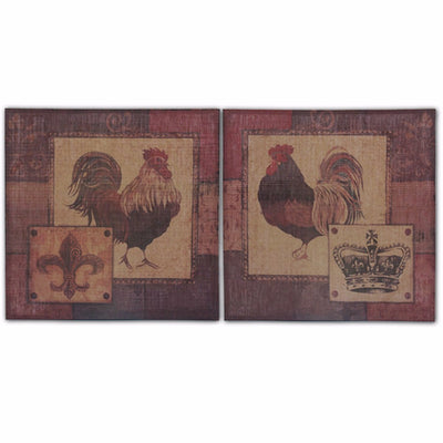 Burlap Rooster Wall Decor, Multicolor, Set Of 2