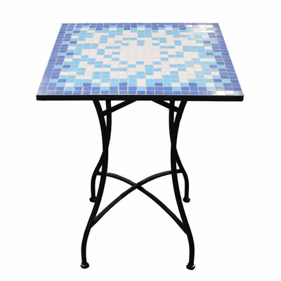 Mosaic-Metal Square Table, Blue