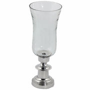 Metal-Glass Clear Hammered Candle Holder, Silver And Clear