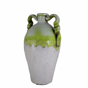 Elegant Ceramic Vase, White And Green