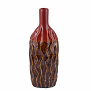 Intriguing Ceramic Vase, Red And Brown