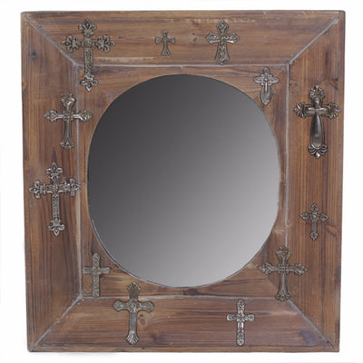 Wooden Mirror Decorative Piece, Brown