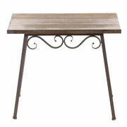 Old-Style Wood And Metal Table, Brown