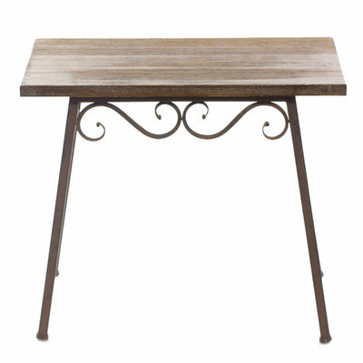 Old-Style Wood And Metal Table, Brown