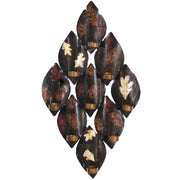 Antique Leaf-Print Wall Decor With Candle Holder, Brown