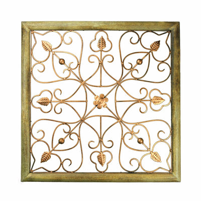 Classic Wood And Iron Wall Decor, Brown And Copper