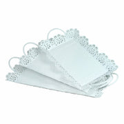 3 Piece Metal Tray With Cutout Design, White