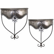 Set Of 2 Enticing Metal Wall Shelf, Silver