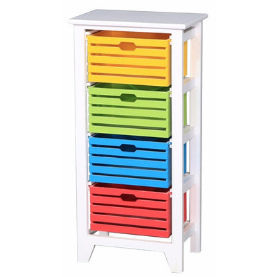 Sturdy 4-Tier Wooden Storage Cabinet ,White