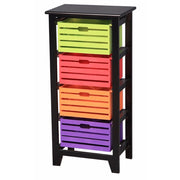 Solid 4-Tier Wooden Storage Cabinet ,Black