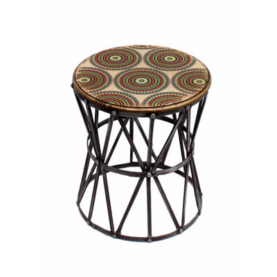 Aesthetically Charmed Round Metal Accent Table,Multicolor
