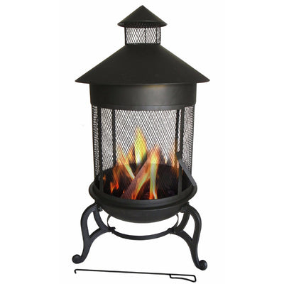 Steaming Round Metal Fire Pit, Black