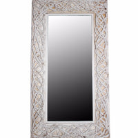 Aesthetic Mirror With Rattan Frame, White