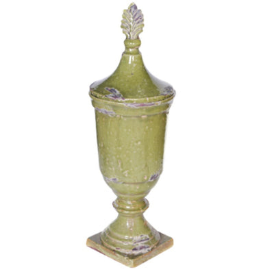 Artistic Ceramic Lidded Jar ,Green