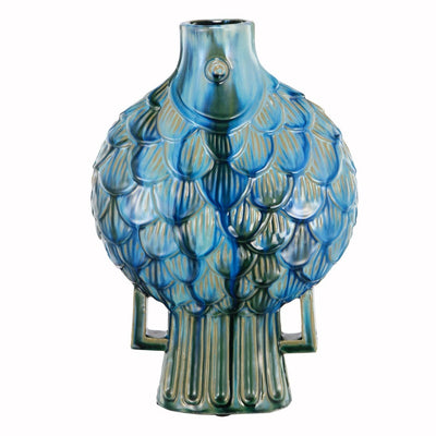 Artistically Designed Ceramic Vase, Blue