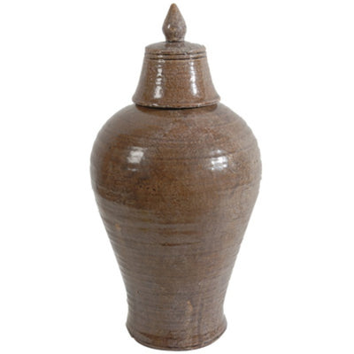 Ceramic Lidded Jar, Brown