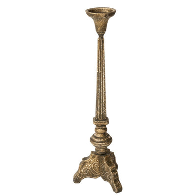 Metal Candlestick, Medium ,Rustic Creme