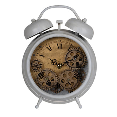 Metal Table Clock, White