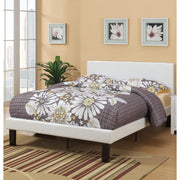 Wooden Full Bed In Faux Leather-12 Slats, White