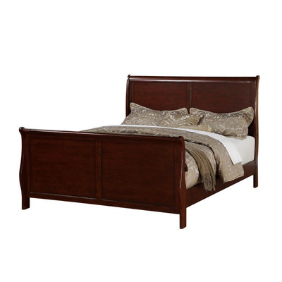 C.King Wooden Bed, Cherry Finish