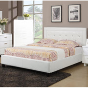 Paneled Full Bed With Button Tufted HB In Faux Leather, White